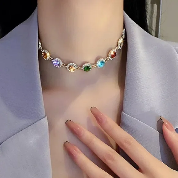 🌟 Colorful Choker Necklace Rainbow - Picture 4 of 5